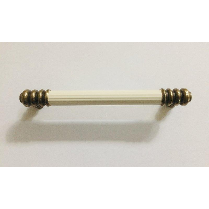 Ручка-скоба сучасна класика KB-890-128 Antik, антична бронза з бежевою вставкою, 128 мм