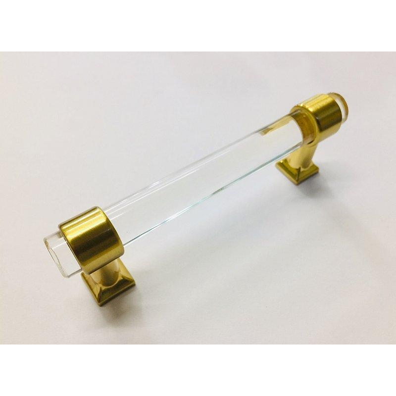 Прозора ручка-скоба модерн AG1-120-96 GOLD ACRYLIC золото 96 мм